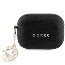 Guess GUAP2PGEHCDK tok AirPods Pro 2-höz - fekete Fixed Glitter Heart Diamond Charm