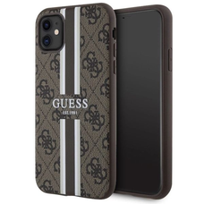 Guess GUHMN61P4RPSW iPhone 11 barna/barna kemény tok 4G Printed Stripes MagSafe tok