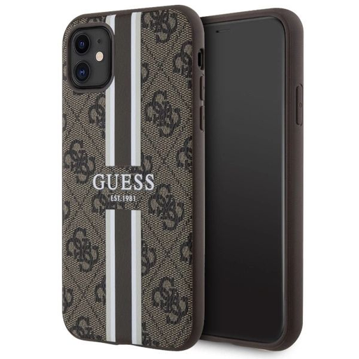 Guess GUHMN61P4RPSW iPhone 11 barna/barna kemény tok 4G Printed Stripes MagSafe tok Guess GUHMN61P4RPSW iPhone 11 barna/barna kemény tok 4G Printed Stripes MagSafe tok