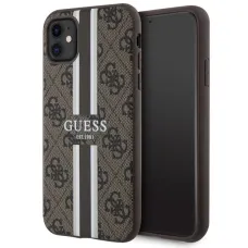 Guess GUHMN61P4RPSW iPhone 11 / Xr barna/barna kemény tok 4G Printed Stripes MagSafe tok