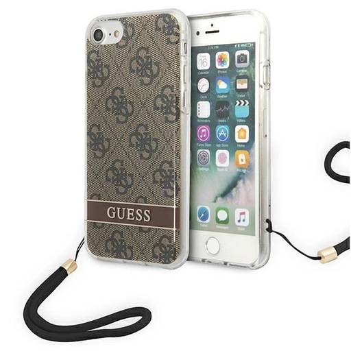 Guess GUOHCI8H4STW iPhone SE 2022 / SE 2020 / 7/ 8 barna/barna keménytok 4G Print Strap tok Guess GUOHCI8H4STW iPhone SE 2022 / SE 2020 / 7/ 8 barna/barna keménytok 4G Print Strap tok