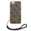 Guess GUOHCI8H4STW iPhone SE 2022 / SE 2020 / 7/ 8 barna/barna keménytok 4G Print Strap tok - 1. kép