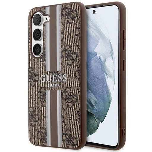 Guess GUHCS23SP4RPSW S23 S911 barna/barna kemény tok 4G Printed Stripe tok Guess GUHCS23SP4RPSW S23 S911 barna/barna kemény tok 4G Printed Stripe tok