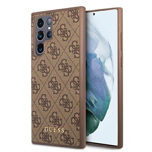 Guess GUHCS22LG4GFBR S22 Ultra S908 barna kemény tok 4G fém arany logó tok Guess GUHCS22LG4GFBR S22 Ultra S908 barna kemény tok 4G fém arany logó tok