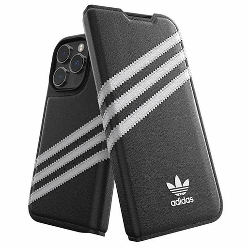 Adidas OR fliptok PU iPhone 14 Pro fekete/fehér tok Adidas OR fliptok PU iPhone 14 Pro fekete/fehér tok