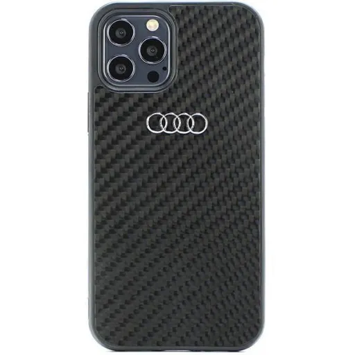 Audi Carbon Fiber iPhone 12/12 Pro 6.1" fekete/fekete keménytok AU-TPUPCIP12P-R8/D2-BK tok