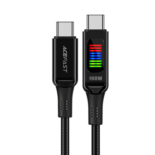Acefast C7-03 USB-C USB-C 100W 1,2m kábel kijelzővel - fekete