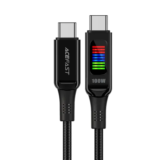 Acefast C7-03 USB-C USB-C 100W 1,2m kábel kijelzővel - fekete