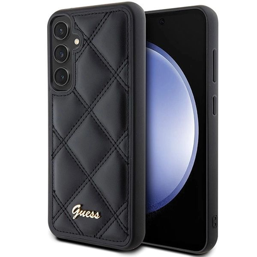 Guess GUHCS23FEPSQSQSK S23 FE S711 fekete/fekete kemény tok Quilted Metal Logo tok Guess GUHCS23FEPSQSQSK S23 FE S711 fekete/fekete kemény tok Quilted Metal Logo tok