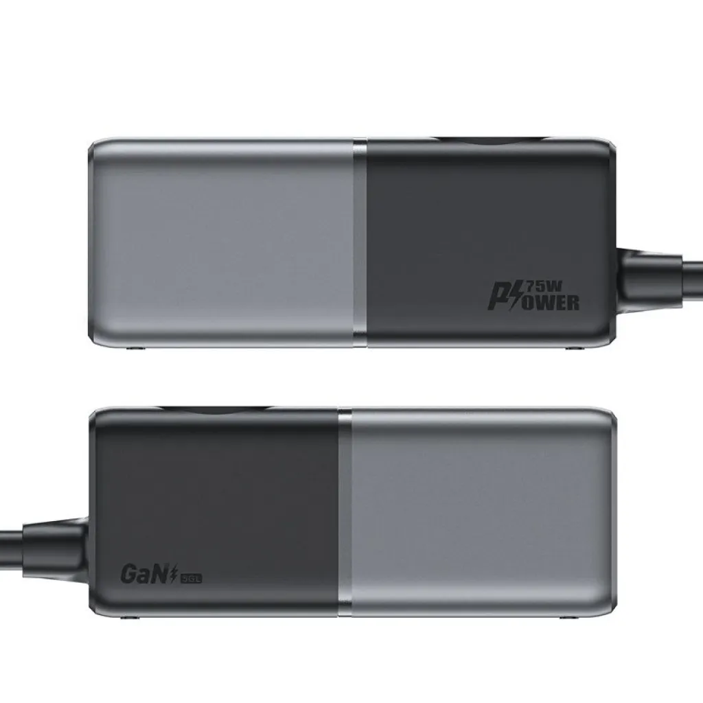 Acefast Z2 GaN 75W PD asztali töltő 3x USB-C 2x USB-A - fekete és szürke - 7