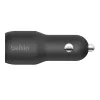 Belkin BOOST TÖLTŐ Autós Töltő Kettős USB-A 24W + USB-A - USB-C Kábel - Fekete - 3. kép