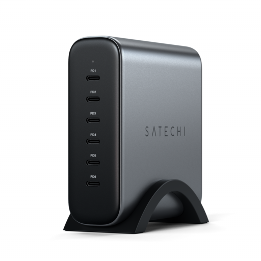 Satechi 200W USB-C 6-Port GaN töltő (6xUSB-C PD támogatja a PD 3.1/3.0, QC 4.0+ és PPS) - Szürke