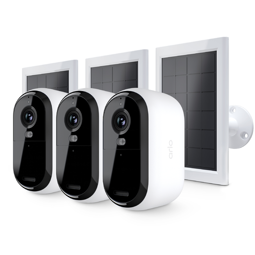 Arlo Essential (2. generáció) Csomag 2K Kültéri Biztonsági Kamera - 3 Kamerás Készlet + 3 Alapvető Napelem Töltő - Fehér