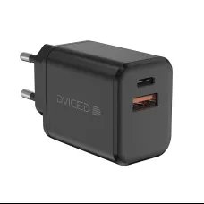 Dviced falra szerelhető töltő 35W GaN 1 USB-A, 1 USB-C EU - Fekete