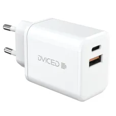 Dviced Fali töltő 35W GaN 1 USB-A, 1 USB-C EU kábellel - Fehér