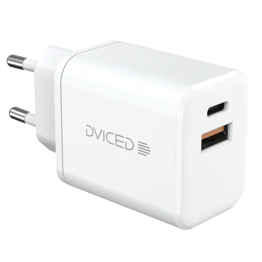 Dviced Fali töltő 35W GaN 1 USB-A, 1 USB-C EU kábellel - Fehér