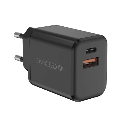 Dviced fali töltő 35W GaN 1 USB-A, 1 USB-C EU kábellel - Fekete