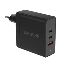 Dviced fali töltő 65W GaN 1 USB-A, 2 USB-C EU - fekete