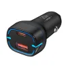 VFAN C11 autós töltő, USB + USB-C, PD 20W + QC 3.0, LED (fekete) - 2. kép