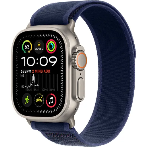 Apple Watch Ultra2 v2 Mobilhálózatos 49mm Természetes Titán Tok Kék Trail Loop - S/M