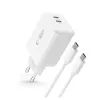 Tech-Protect NC45W-GAN 2-portos hálózati töltő PD45W + Type-C kábel fehér - 0. kép