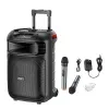 HOCO vezeték nélküli hangszóró dancer kültéri karaoke + 2x vezeték nélküli mikrofon LED Winner HA5 fekete (+ FBT, TF, USB, AUX) - 0. kép