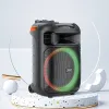 HOCO vezeték nélküli hangszóró dancer kültéri karaoke + 2x vezeték nélküli mikrofon LED Winner HA5 fekete (+ FBT, TF, USB, AUX) - 4. kép