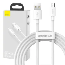 Baseus Simple Wisdom Micro USB - USB kábel, 2.1A, 1.5m (fehér) 2 db.