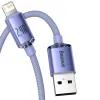 Baseus Crystal Shine Lightning USB kábel, 2.4A, 2m (lila) - 2. kép