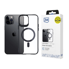3mk Szatén Páncél Mágneses Tok MagSafe-fel iPhone 12 Pro Max-hoz - Átlátszó fekete kerettel,