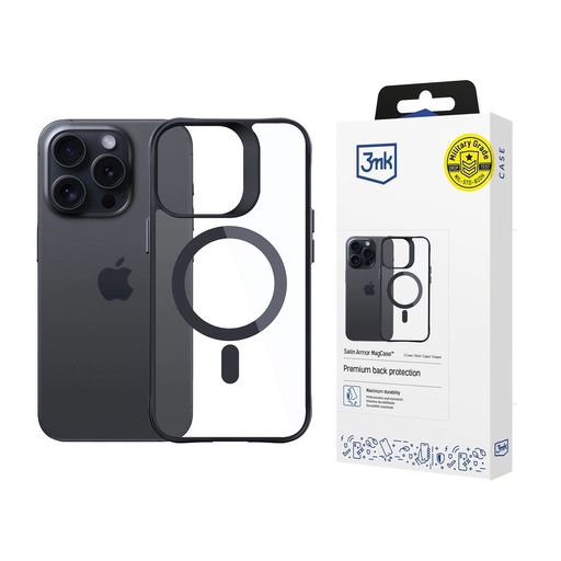 3mk Satin Armor MagCase MagSafe kompatibilis tok iPhone 14 Pro Max - Átlátszó fekete kerettel 3mk Satin Armor MagCase MagSafe kompatibilis tok iPhone 14 Pro Max - Átlátszó fekete kerettel