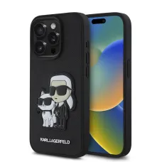 Karl Lagerfeld PU Saffiano Karl és Choupette tok iPhone 15 Pro fekete