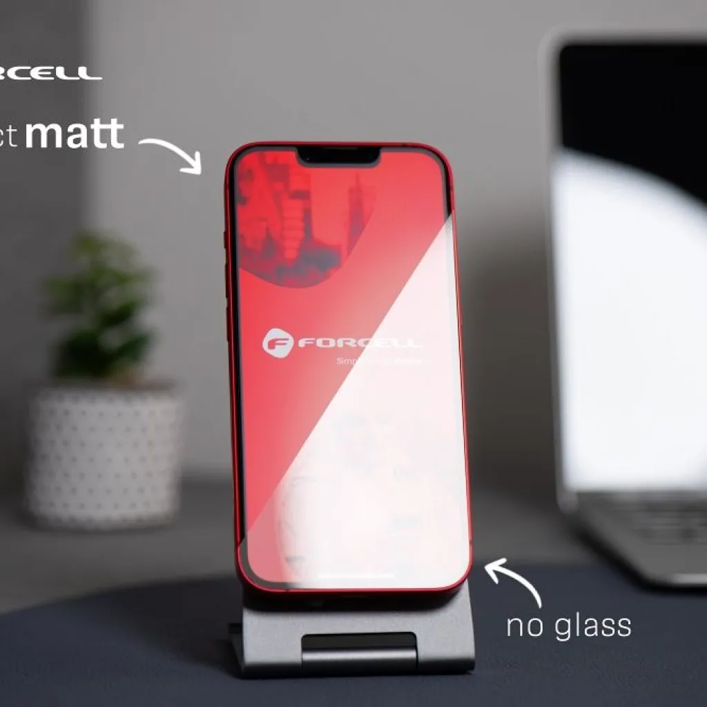 Forcell Matt üvegfólia - iPhone 15 Plus fekete üvegfólia - 10