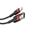 Baseus Cafule Nylon harisnyázott USB/USB-Type C/ Lightning kábel 18W 2,4A 480 Mbps 1,2m piros (CATKLF-EL91) - 0. kép