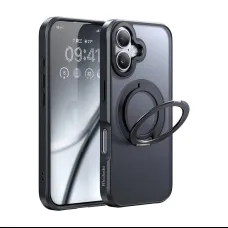 McDodo PC-4931 MagSafe tok iPhone 16 Plus-hoz állvánnyal (fekete)