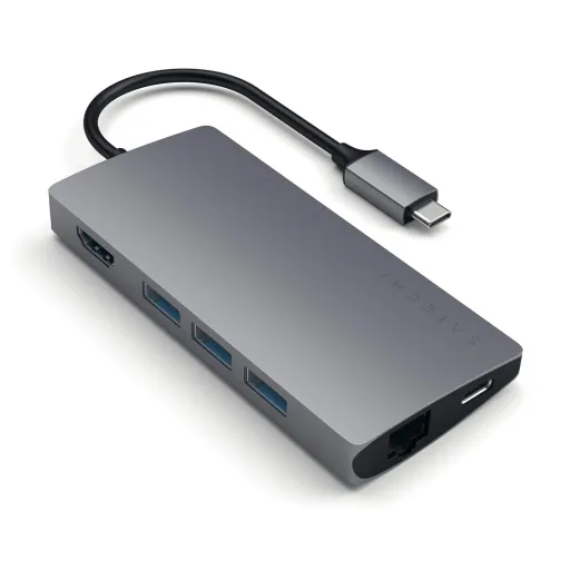 Satechi Alumínium C-Típusú Multi-Port Adapter (HDMI 4K, 3x USB 3.0, MicroSD, Ethernet V2) - Fémes Szürke