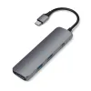 Satechi Alumínium Slim Type-C MultiPort Adapter (4K HDMI, Átmenő Töltés, 2x USB 3.0) - Űrszürke, - 0. kép