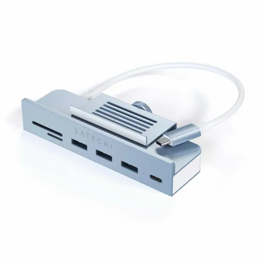 Satechi USB-C Satu Hub iMac 24 hüvelyk (2021) / (1x USB-C akár 5 Gbps-ig, 3x USB-A 3.0 akár 5 Gbps-ig, beleértve az Apple S.Drive Micro/SD) - Kék