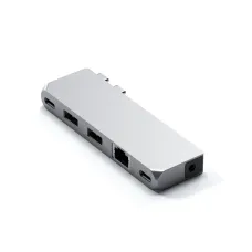 Satechi Alumínium Pro Hub Mini (1xUSB4 96W akár 6K 60Hz kijelző kimenet, 2xUSB-A 3.0, 1xEthernet, 1xUSB-C, 1xAudio) - Ezüst