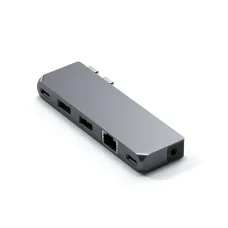 Satechi Alumínium Pro Hub Mini (1xUSB4 96W legfeljebb 6K 60Hz kijelző kimenet, 2x USB-A 3.0, 1x Ethernet, 1x USB-C, 1x Audio) - Űrszürke