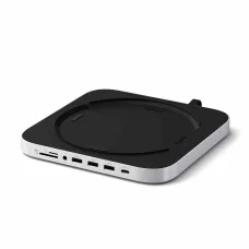 Satechi Állvány és Hub Mac Mini / Studio-hoz (1x USB-C 3.2, 1x USB-A 3.2, 2x USB-A 3.0, 3.5 mm audio, 1x Micro/SD, 1x NVMe/M.2 SATA SSD ház meghajtó nélkül) - Ezüst