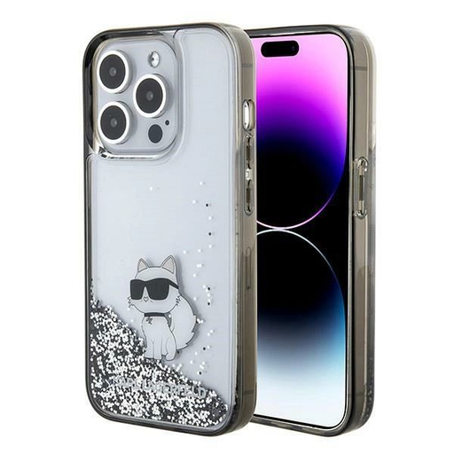 Karl Lagerfeld Liquid Glitter Choupette tok iPhone 15 Pro - átlátszó
