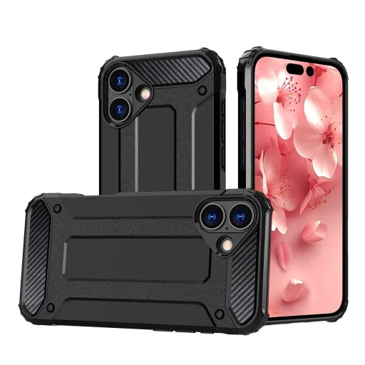 Hybrid Armor iPhone 16 Plus tok - Fekete