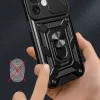 Hybrid Armor Camshield iPhone 16 Páncélos Tok Kamerafedéllel és Álvánnyal - Fekete - 3. kép