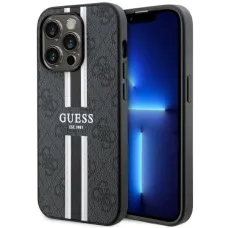 Guess GUHMP14XP4RPSK iPhone 14 Pro Max 6.7 hüvelykes fekete/fekete kemény tok 4G Nyomott Csíkok MagSafe tok