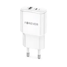 Forever TC-01-20AC PD QC töltő 1x USB-C 1x USB 20W fehér