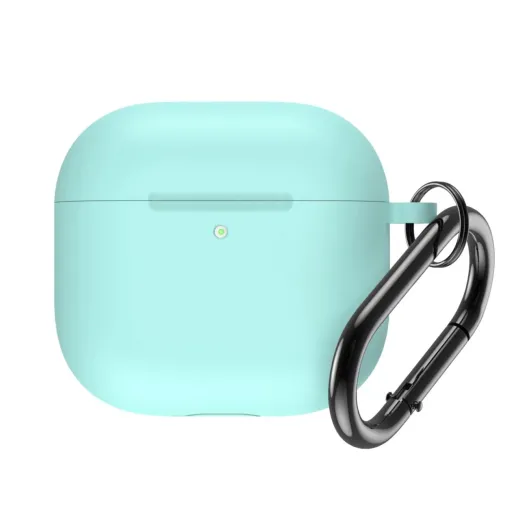 Szilikon tok AirPods 4-hez karabinerrel - Menta