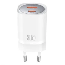 Fali töltő XO CE21, 30W, GaN, 1x USB-C, 1x USB-A