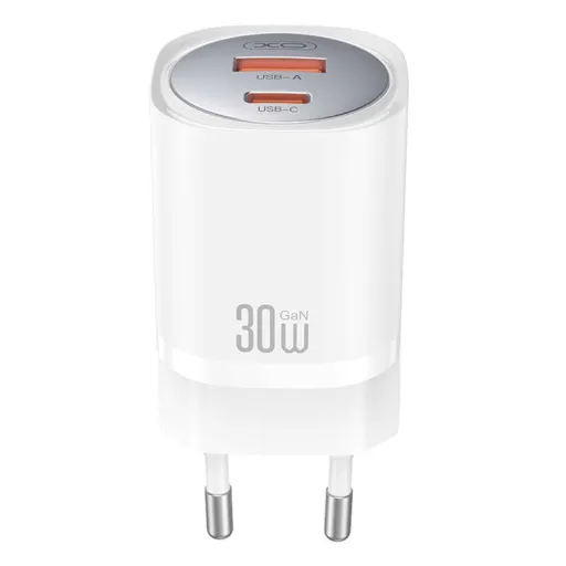 Fali töltő XO CE21, 30W, GaN, 1x USB-C, 1x USB-A