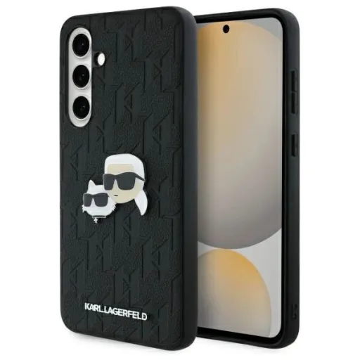 Karl Lagerfeld KLHCS24FEPGKLKCPK Samsung Galaxy S24 FE fekete/fekete kemény tok Monogram Karl&Choupette fej jelvény tok